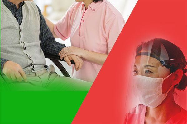 レッドゾーン勤務者の目線映像をグリーンゾーンで確認・指示が可能。感染リスクの低減が図れます。